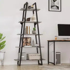 Coolmee Étagère bibliothèque en échelle à 5 niveaux, Bibliothèque sur pied avec étagères, Range-livres haut pour CD, films et livres, Étagère de rangement étroite