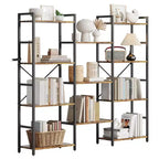 Coolmee Étagère à Livres 3 Colonnes 4 Niveaux, Bibliothèque avec 11 Compartiments de Rangement Ouverts, Étagères Rustiques Industrielles pour Salon et Bureau