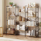 Coolmee Étagère à Livres 3 Colonnes 4 Niveaux, Bibliothèque avec 11 Compartiments de Rangement Ouverts, Étagères Rustiques Industrielles pour Salon et Bureau