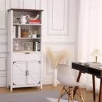 Étagère de ferme Coolmee, bibliothèque de 183 cm de haut avec portes et tiroir, meuble de rangement, étagère sur pied pour bureau à domicile, salon