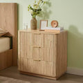 2PCS 3 Drawers Dresser for Bedroom, 27.6''W Modern Chest of Drawers with Metal Handles, Dresser Narrow Nightstand, Fluted Clothes Storage Organizer