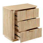 Commode 2 tiroirs pour chambre à coucher, commode moderne de 27,6'' de large avec poignées métalliques, table de chevet étroite, organisateur de rangement de vêtements cannelé