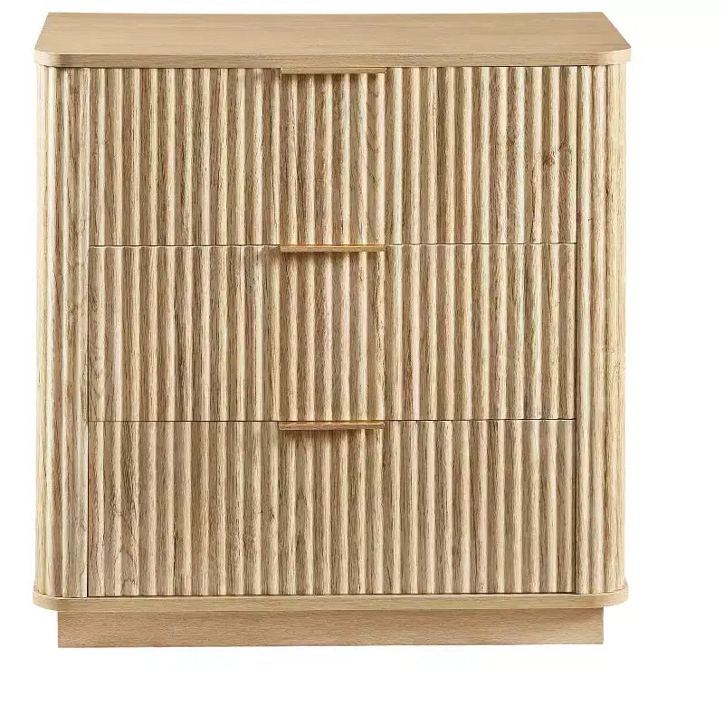 Commode 2 tiroirs pour chambre à coucher, commode moderne de 27,6'' de large avec poignées métalliques, table de chevet étroite, organisateur de rangement de vêtements cannelé