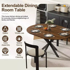 Table de salle à manger ronde 42 po pour 6 personnes, table de cuisine escamotable en bois avec base en métal, table à manger circulaire moderne pour cuisine et salle à manger