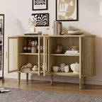 Buffet de ferme Bestier avec rangement, buffet en bois avec portes vitrées et étagères réglables pour la cuisine, la salle à manger, le salon