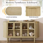 Buffet de ferme Bestier avec rangement, buffet en bois avec portes vitrées et étagères réglables pour la cuisine, la salle à manger, le salon