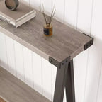 Table console 43,4'', Table de couloir rustique de style ferme, Table d'entrée en bois avec 2 niveaux, Table étroite derrière le canapé pour salon, entrée, bureau