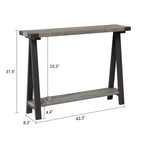 Table console 43,4'', Table de couloir rustique de style ferme, Table d'entrée en bois avec 2 niveaux, Table étroite derrière le canapé pour salon, entrée, bureau