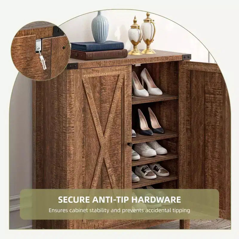 Meuble de rangement pour chaussures à 5 niveaux, étagère en bois, organisateur de baskets avec portes