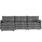 Canapé modulable 108 XL, sectionnel moderne en chenille à assise profonde, canapé en forme de L, canapé modulable pour 4 personnes avec pouf mobile