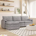 Canapé modulable 108 XL, sectionnel moderne en chenille à assise profonde, canapé en forme de L, canapé modulable pour 4 personnes avec pouf mobile