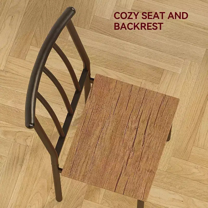 Ensemble table de salle à manger Acekool pour 2 personnes avec porte-bouteilles, table et chaises de cuisine carrées 3 pièces, cadre métallique, peu encombrant pour petit appartement, marron rustique