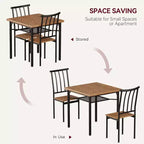 Ensemble table de salle à manger Acekool pour 2 personnes avec porte-bouteilles, table et chaises de cuisine carrées 3 pièces, cadre métallique, peu encombrant pour petit appartement, marron rustique