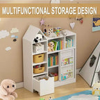 Coolmee 111 cm Organiseur et étagère de rangement pour jouets d'enfants, Meuble de rangement au sol avec tiroirs amovibles pour salle de jeux, chambre, salle de classe