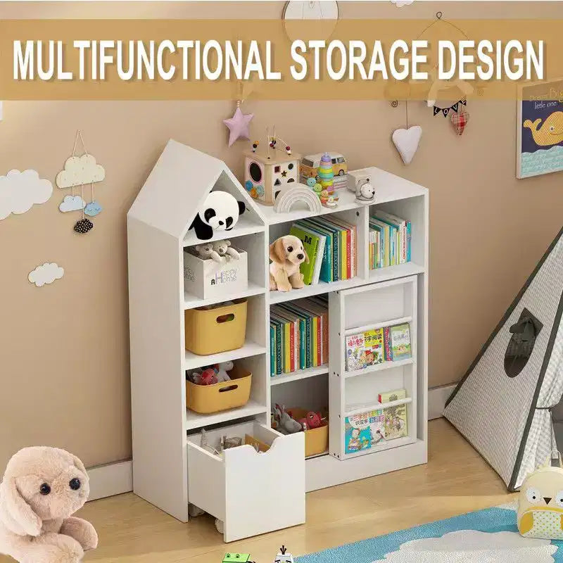Coolmee 111 cm Organiseur et étagère de rangement pour jouets d'enfants, Meuble de rangement au sol avec tiroirs amovibles pour salle de jeux, chambre, salle de classe