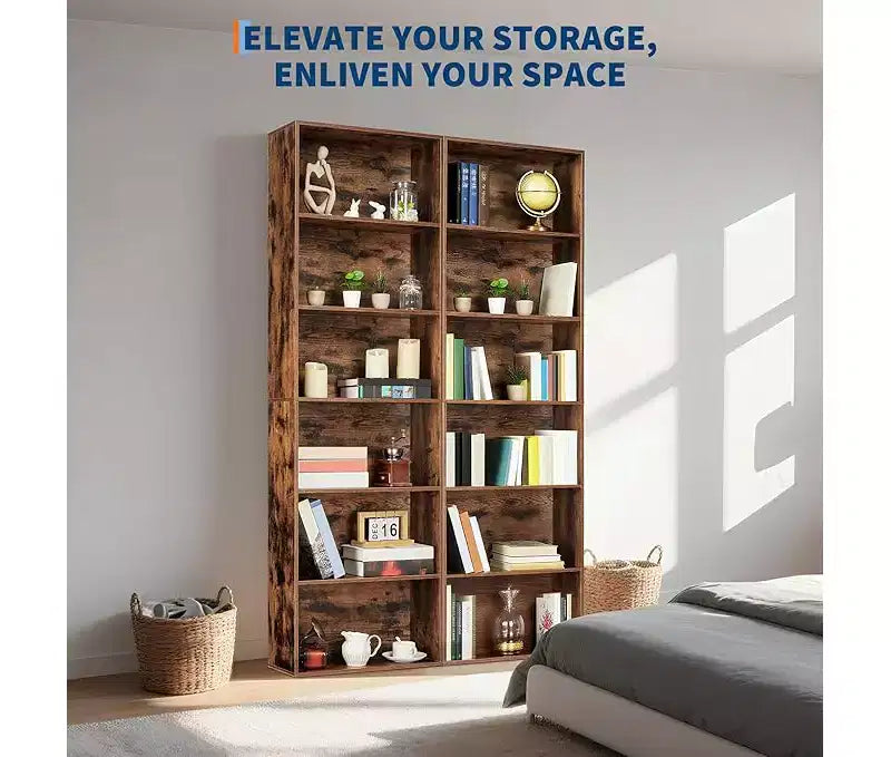 Étagère à livres à 6 niveaux, bibliothèque de 181 cm de haut, étagère de rangement ouverte moderne pour salon, bureau, chambre à coucher - MDF robuste et panneaux de particules