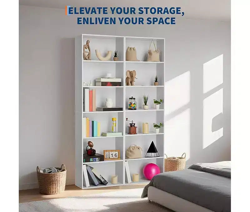 Étagère à livres à 6 niveaux, bibliothèque de 181 cm de haut, étagère de rangement ouverte moderne pour salon, bureau, chambre à coucher - MDF robuste et panneaux de particules