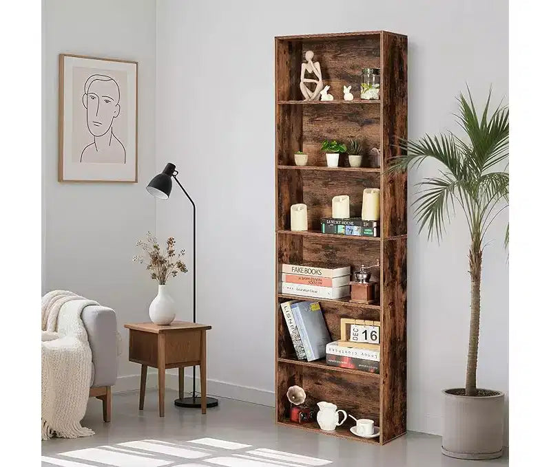 Étagère à livres à 6 niveaux, bibliothèque de 181 cm de haut, étagère de rangement ouverte moderne pour salon, bureau, chambre à coucher - MDF robuste et panneaux de particules