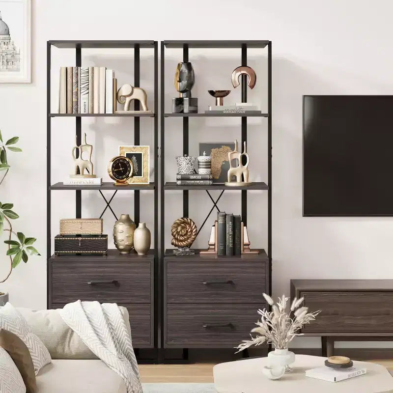 Étagère de rangement ouverte moderne à 3 niveaux grande capacité avec cadre métallique, robuste et durable, convient pour le salon, le bureau à domicile, la chambre à coucher