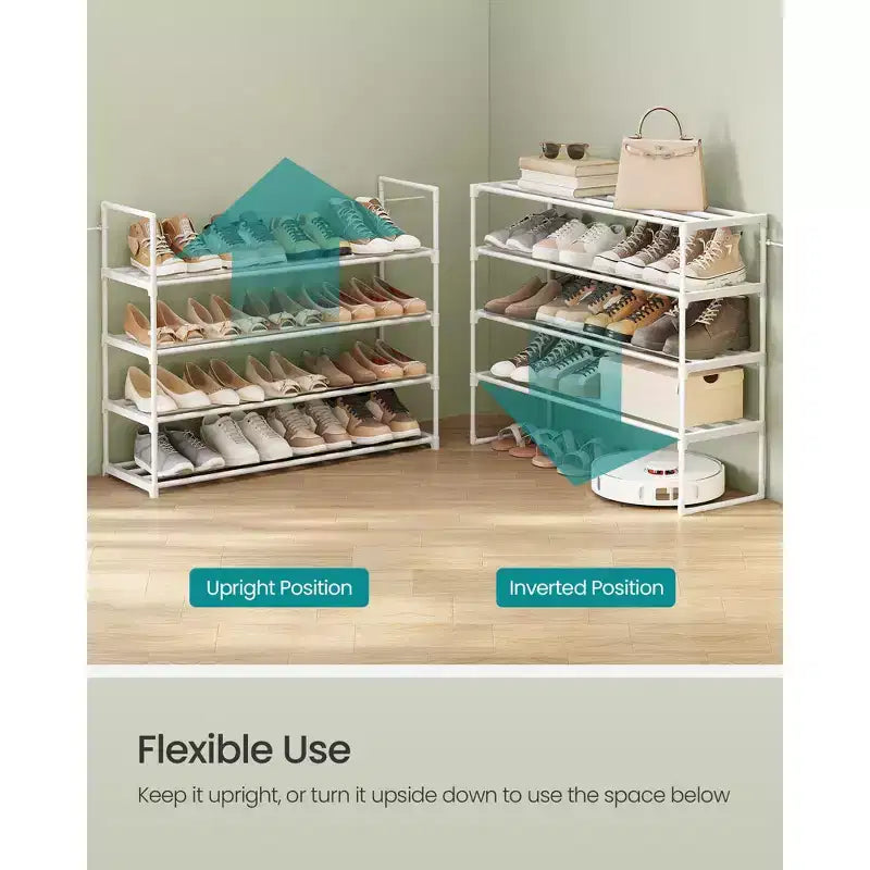 Étagère à chaussures métallique 3/4 niveaux, rangement à la verticale ou à l'envers, organisateur de chaussures empilable
