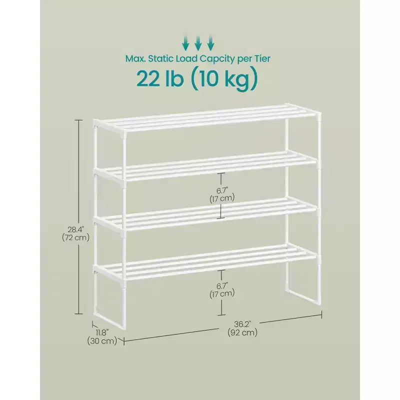 Étagère à chaussures métallique 3/4 niveaux, rangement à la verticale ou à l'envers, organisateur de chaussures empilable