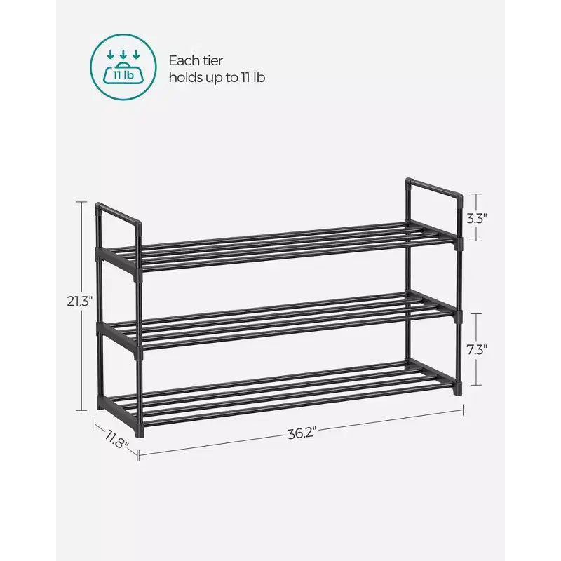 Étagère à chaussures métallique 3/4 niveaux, rangement à la verticale ou à l'envers, organisateur de chaussures empilable