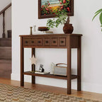 Table console Costway de 38 po, table d'appoint étroite pour canapé avec 2 tiroirs et étagère de rangement inférieure