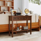 Table console Costway de 38 po, table d'appoint étroite pour canapé avec 2 tiroirs et étagère de rangement inférieure
