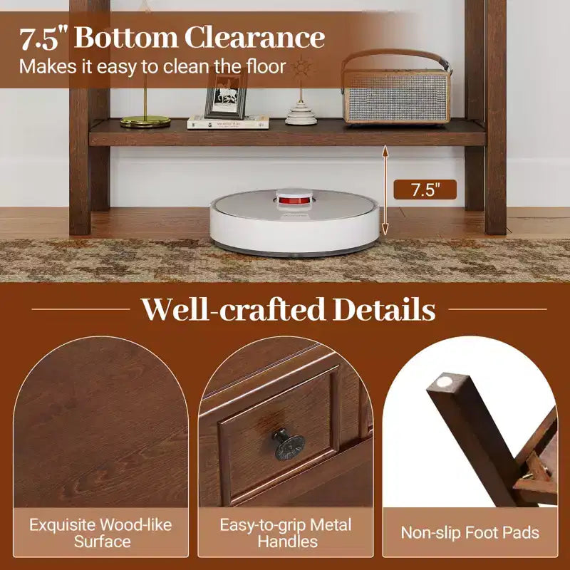 Table console Costway de 38 po, table d'appoint étroite pour canapé avec 2 tiroirs et étagère de rangement inférieure