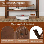 Table console Costway de 38 po, table d'appoint étroite pour canapé avec 2 tiroirs et étagère de rangement inférieure