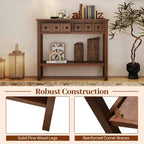 Table console Costway de 38 po, table d'appoint étroite pour canapé avec 2 tiroirs et étagère de rangement inférieure