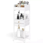 Chariot de rangement de maquillage Costway avec 2 tiroirs et roulettes verrouillables pour parfum, blanc