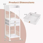 Chariot de rangement de maquillage Costway avec 2 tiroirs et roulettes verrouillables pour parfum, blanc