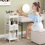 Chariot de rangement de maquillage Costway avec 2 tiroirs et roulettes verrouillables pour parfum, blanc