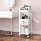 Chariot de rangement de maquillage Costway avec 2 tiroirs et roulettes verrouillables pour parfum, blanc