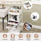 Chariot de rangement de maquillage Costway avec 2 tiroirs et roulettes verrouillables pour parfum, blanc