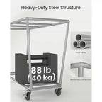 Panier à linge 3 sections avec roulettes, sacs amovibles, cadre en acier, 290 L, blanc, gris et noir