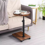 Table d'appoint réglable - Cachpib réglable en hauteur (45-80 cm) en bois avec roulettes/freins, rotative à 360° pour salon/canapé/lit