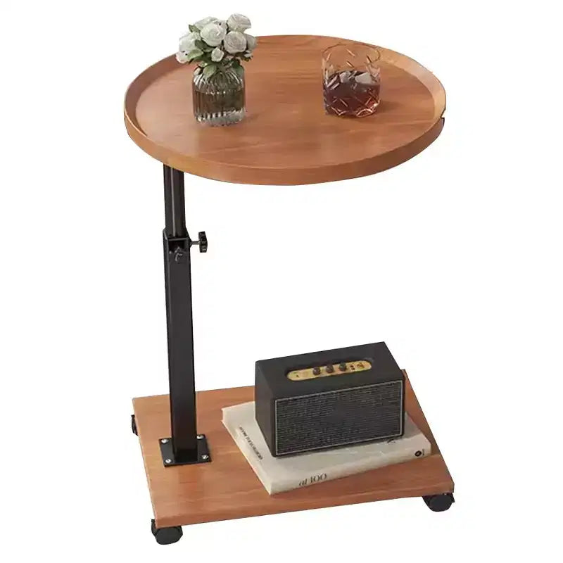 Table d'appoint réglable - Cachpib réglable en hauteur (45-80 cm) en bois avec roulettes/freins, rotative à 360° pour salon/canapé/lit