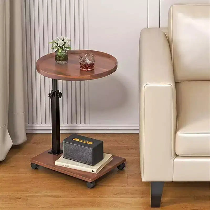 Table d'appoint réglable - Cachpib réglable en hauteur (45-80 cm) en bois avec roulettes/freins, rotative à 360° pour salon/canapé/lit