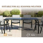 Grande table de salle à manger d'extérieur de 180 cm pour 6 à 8 personnes, table de patio en aluminium étanche avec plateau à lattes et trou pour parasol pour jardin/pelouse