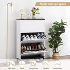 Meuble à chaussures Coolmee avec 3 tiroirs basculants, meuble à chaussures étroit caché pour l'entrée, étagère à chaussures autoportante pour l'entrée et le couloir