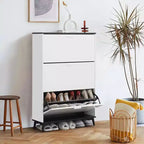 Meuble à chaussures Coolmee avec 3 tiroirs basculants, meuble à chaussures étroit caché pour l'entrée, étagère à chaussures autoportante pour l'entrée et le couloir
