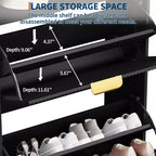 Meuble de Rangement pour Chaussures Flûté Coolmee pour Entrée, Meuble à Chaussures Étroit en Bois de 60 cm avec 2 Tiroirs Basculants, Étagère Ouverte et Pieds Métalliques Robustes
