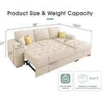 Canapé-lit AMERLIFE 96 avec rangement, méridienne convertible escamotable pour salon