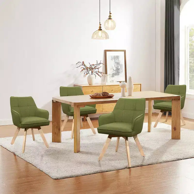 Chaise d'appoint de salle à manger Art Leon en bois et tissu, lot de 2
