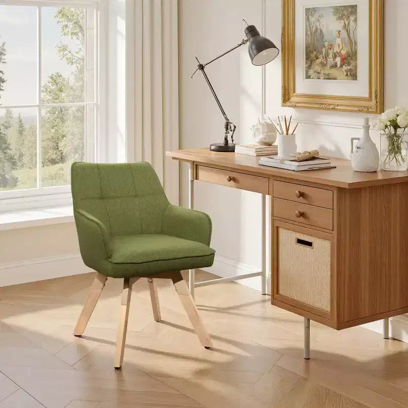 Chaise d'appoint de salle à manger Art Leon en bois et tissu, lot de 2