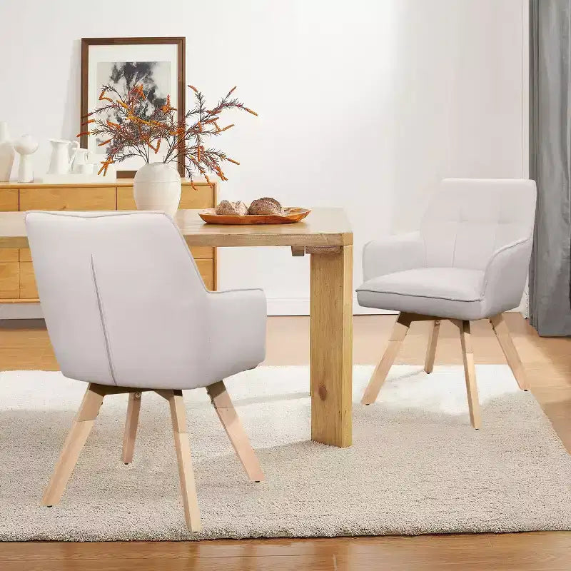 Chaise d'appoint de salle à manger Art Leon en bois et tissu, lot de 2