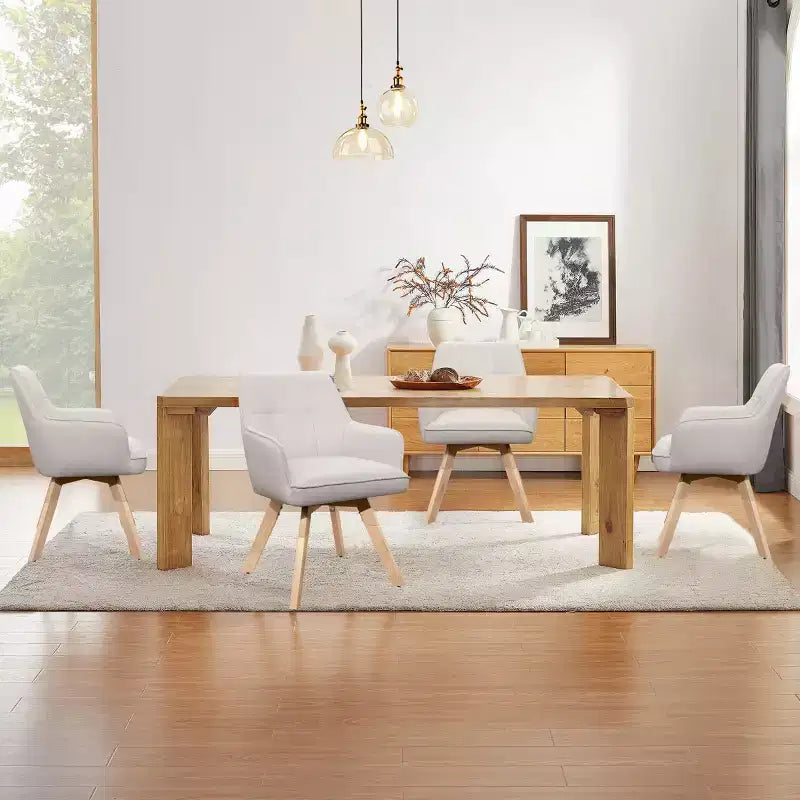 Chaise d'appoint de salle à manger Art Leon en bois et tissu, lot de 2