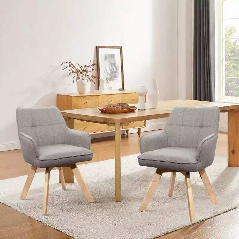 Chaise d'appoint de salle à manger Art Leon en bois et tissu, lot de 2